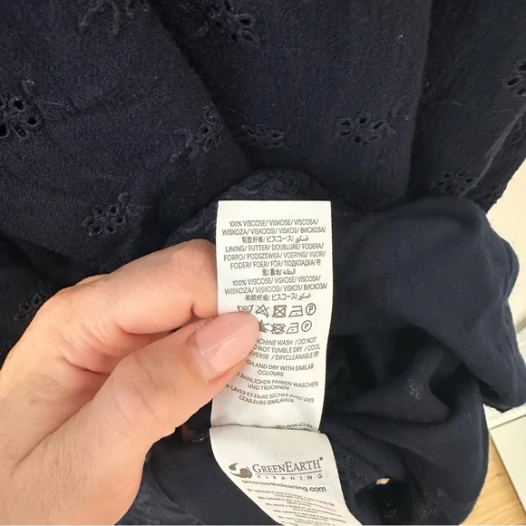 Boden Navy Lace Short Sleeve Maxi Dress Broderie Women’s Size 12 V Neck Long - Picture 15 of 16